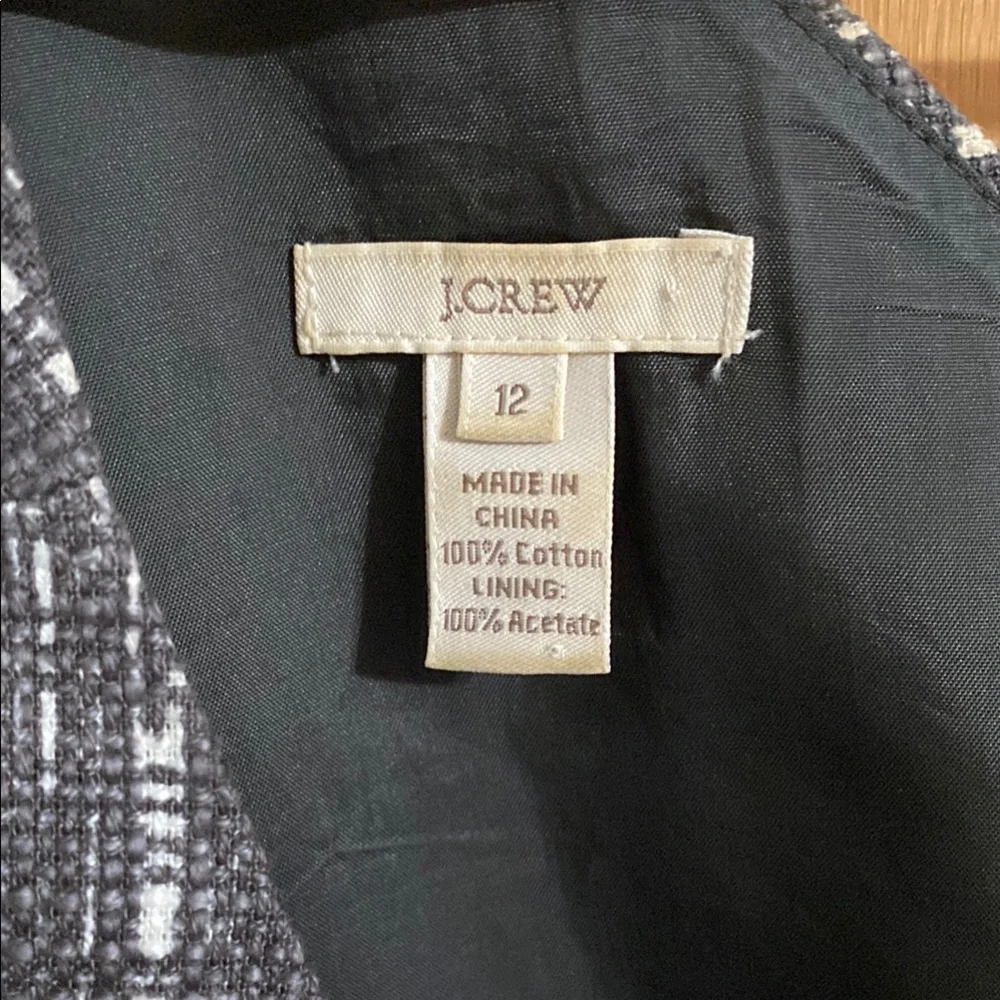 J. Crew Gray and White Sleeveless Sheath Dress